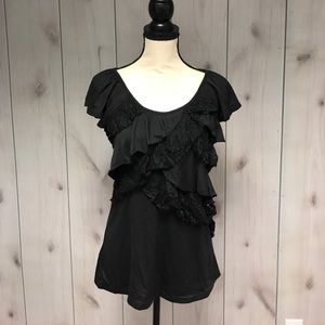 Black ruffle & lace No Boundaries Top