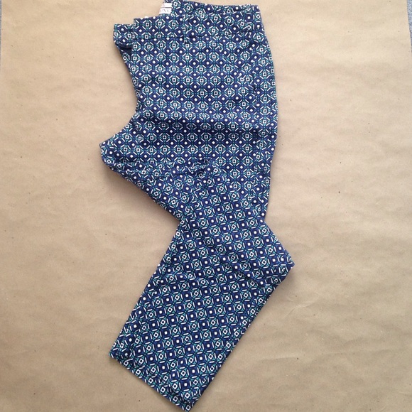 Merona Pants - Blue/turquoise patterned ankle pants