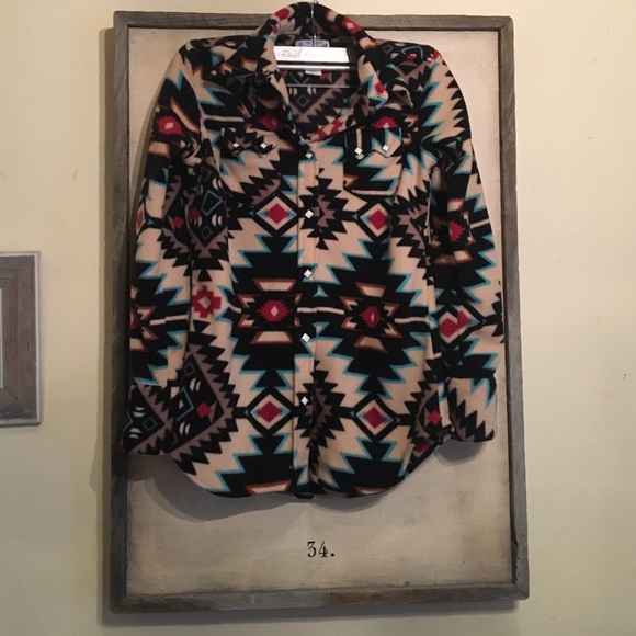 Button up fleece with tribal pattern