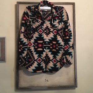 Button up fleece with tribal pattern