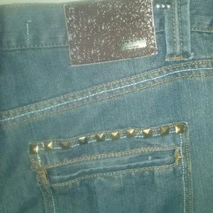 Straight leg jeans metal stud accents
