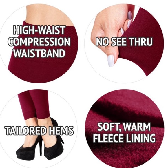 3 FOR $13 | WINE high waist fleece lined legging - Picture 2 of 3