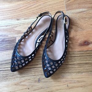 Woven leather black Vince flats