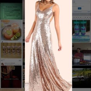 Rose gold sequin ball gown