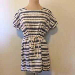 Love Culture Waist Tie Striped Tunic Shirt