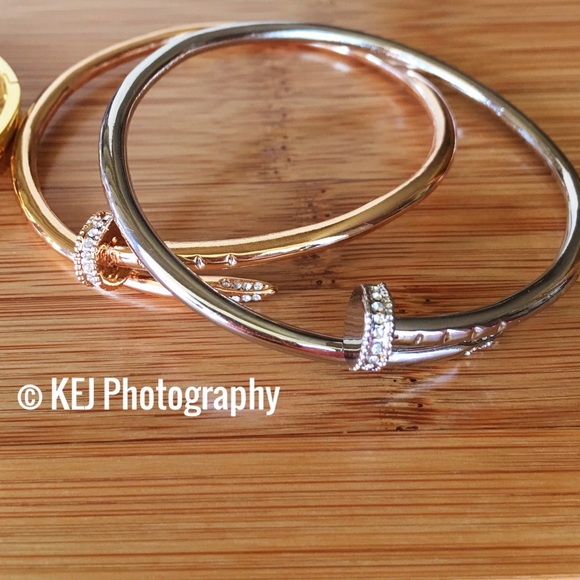Silver Nail Bangle - Picture 2 of 2