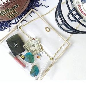 Clear cross body purse, nude with gold