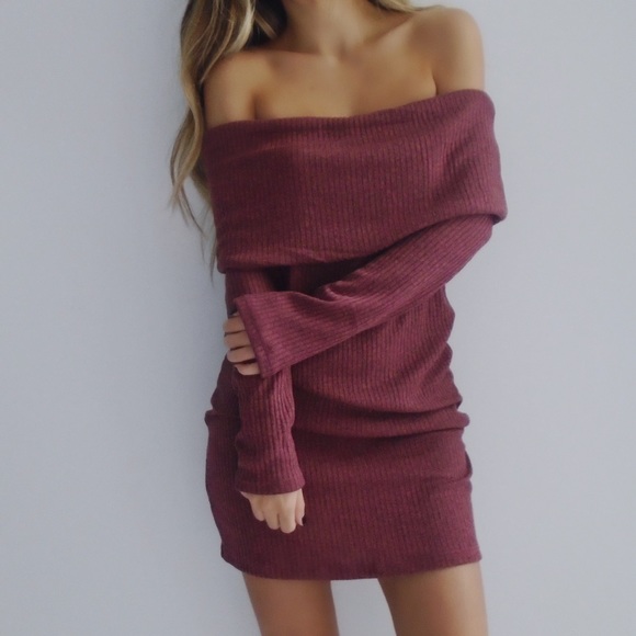 SOLD OUT ❌ Bethenny Off The Shoulder Sweater Dress - Picture 3 of 4