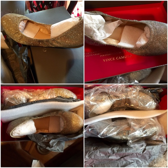 NWT VINCE ELEANOR GLITTER BALLET FLATS LEATHER - Picture 4 of 4