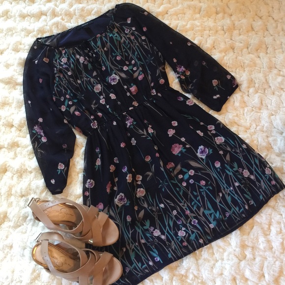 Forever 21 Navy Blue Floral Dress