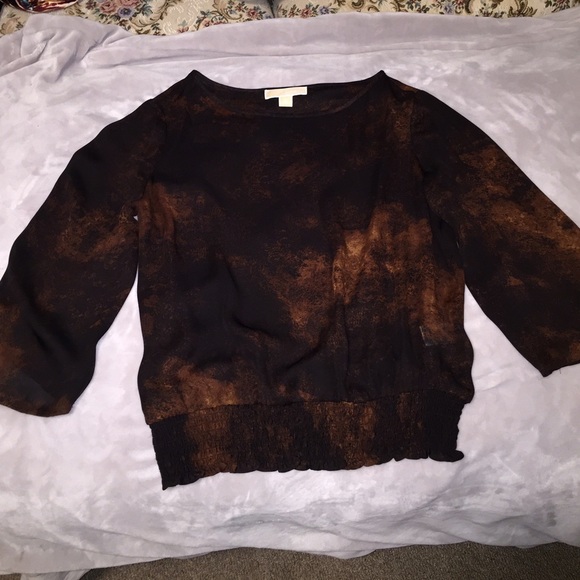 Michael Kors Abstract Brown Blouse