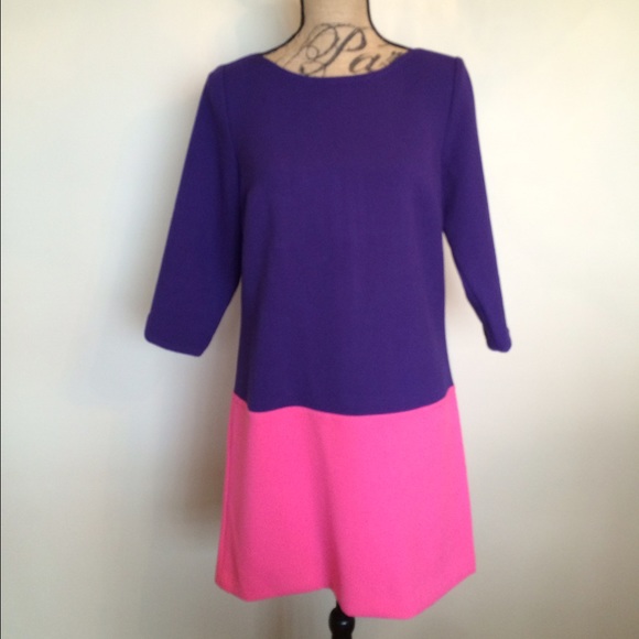 Loft  knit color block dress back zip runs big