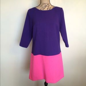 Loft  knit color block dress back zip runs big
