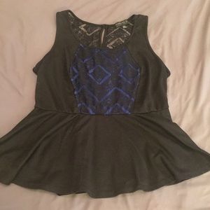 Forever 21 2x black and blue peplum