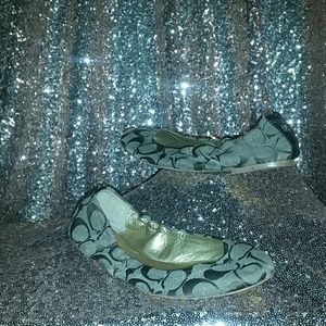 Coach Tan and Brown Ballet Flats