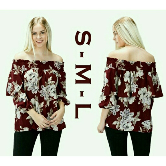 🎉1 LEFT🎉 FLORAL PRINT OFF SHOULDER TOP - Picture 2 of 2
