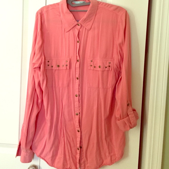 Coral button down