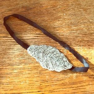 Beaded silver leaf headband