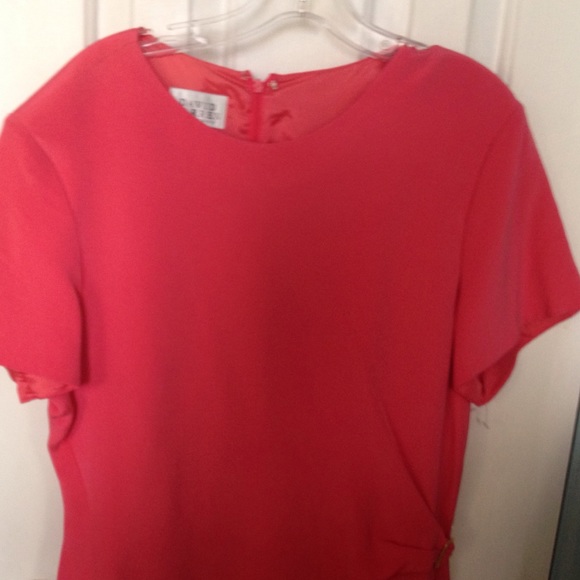 David Warren Short Sleeved Silk Rose Dress Sz 16 - Picture 2 of 4