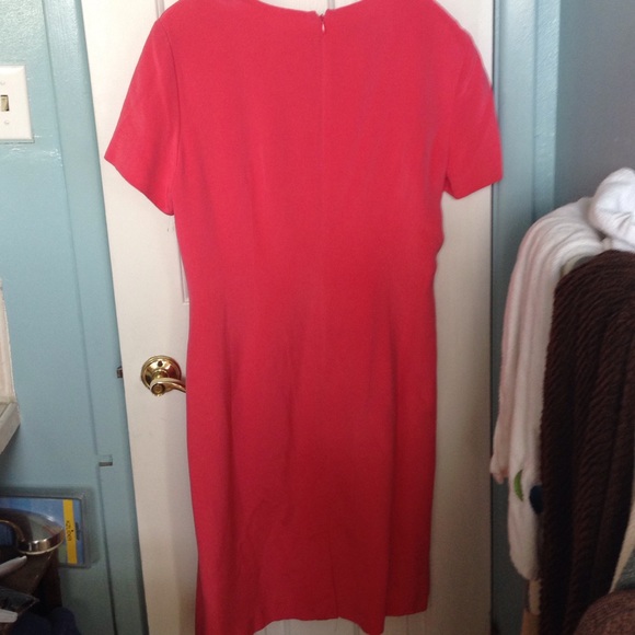 David Warren Short Sleeved Silk Rose Dress Sz 16 - Picture 4 of 4