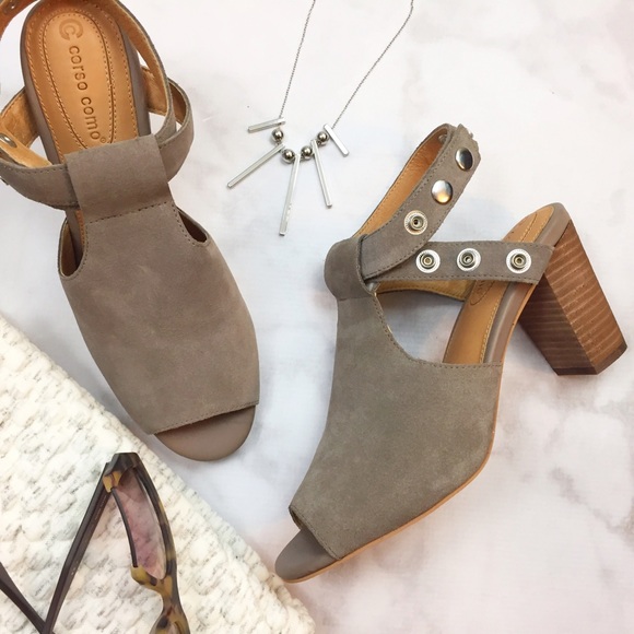 Corso Como Shoes - Taupe Suede Ankle Strap Sandals