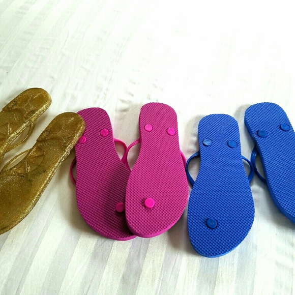 Old Navy blue, purple, gold flip flop sandal lot - Picture 2 of 3