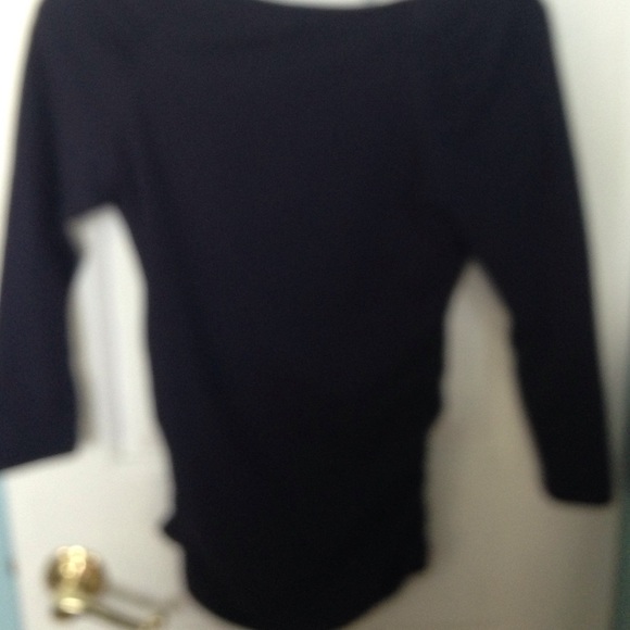 Michael Kors Navy Blue 3/4 Sleeve Shirt zip  Top - Picture 3 of 3
