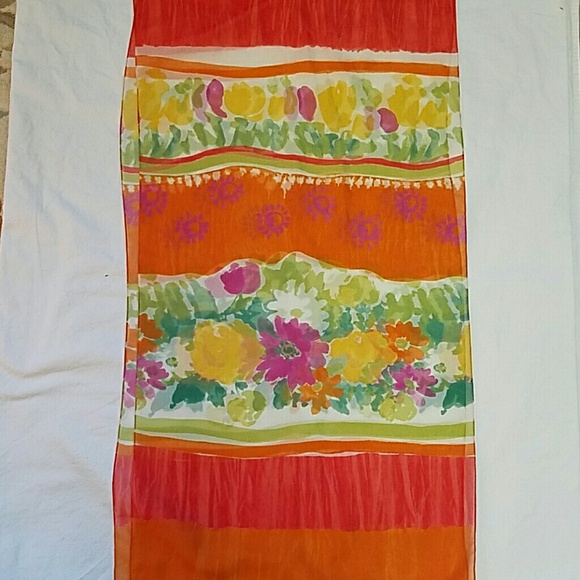 Really Fun Vibrant Fall Colors Scarf Shawl Sheer Watercolor