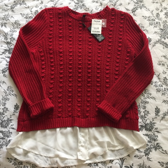 Red Cable & Gauge Sweater