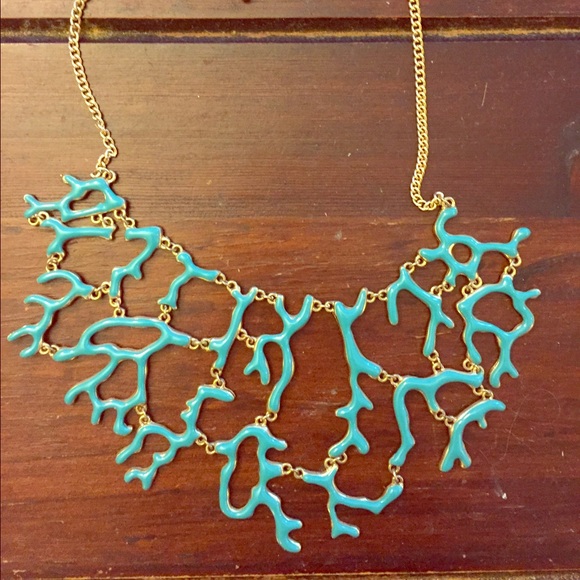 Tory Burch Gold and Teal Necklace