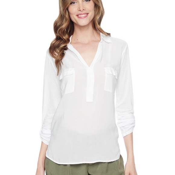 Splendid Long Sleeve Shirting Top - White - NWT