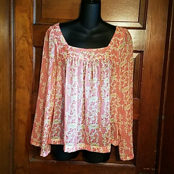 Sheer Jessica Simpson Baby Doll Floral Top M