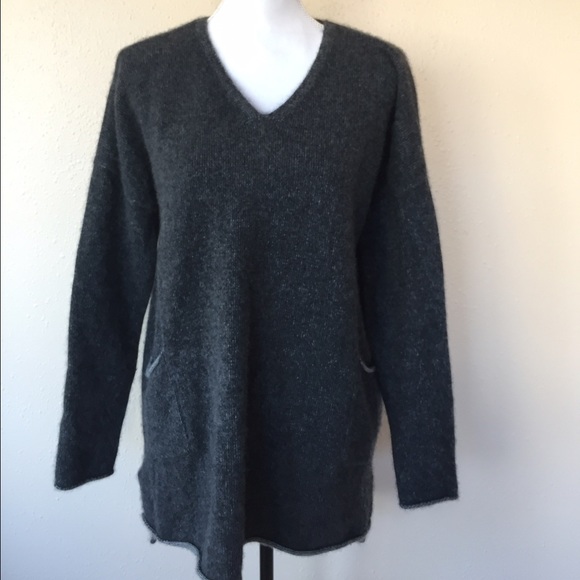 Eileen Fisher Charcoal 100% Cashmere Tunic Sweater - Picture 3 of 4