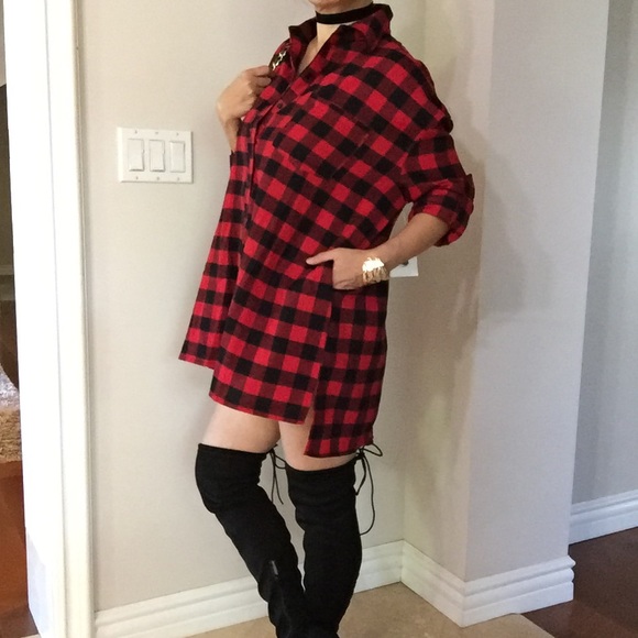 LAST ONE! Oversized plaid flannel shirt - Picture 2 of 4