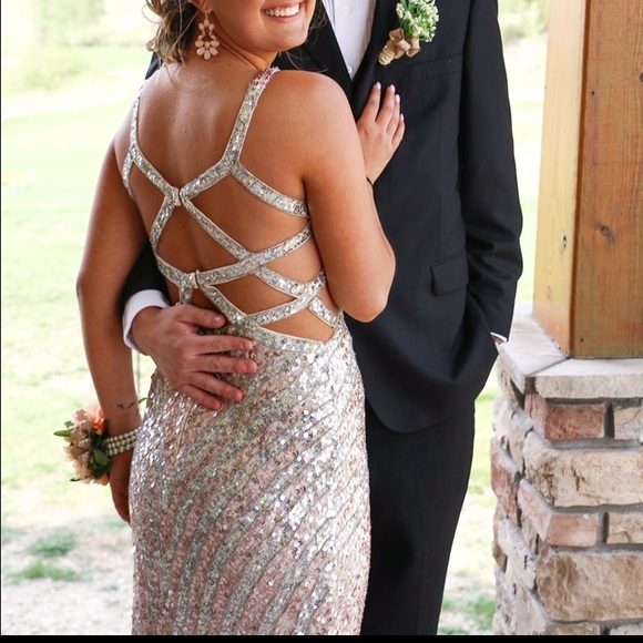 Gold sequin prom dress