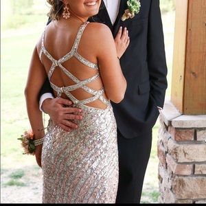 Gold sequin prom dress