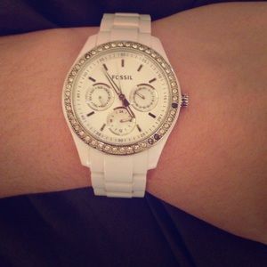 White Fossil Watch