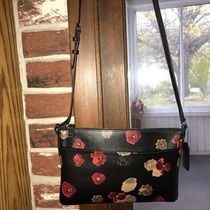 Coach black/multi floral cross body   F56463