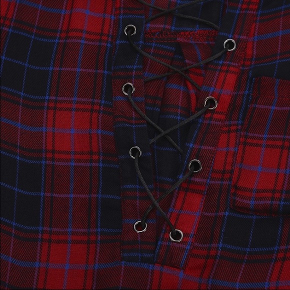 plaid lace up shirt last one - Picture 3 of 4