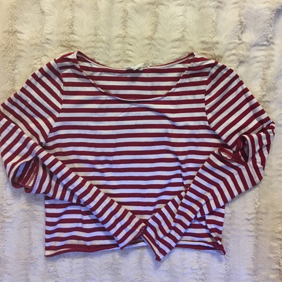 Free people white and red striped tee