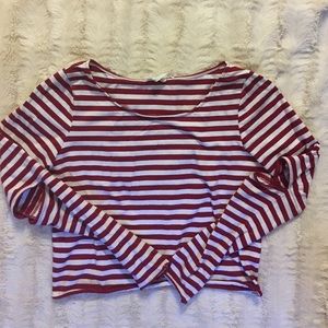 Free people white and red striped tee