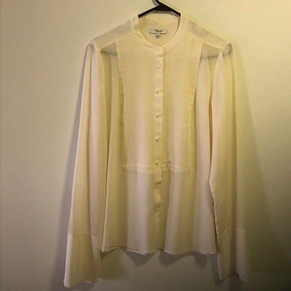 Madewell Tops - Madewell Silk tuxedo front blouse. Size large.