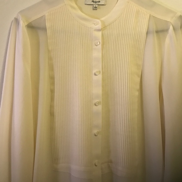 Madewell Silk tuxedo front blouse. Size large. - Picture 2 of 4