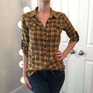 Black & Yellow Plaid Button Down