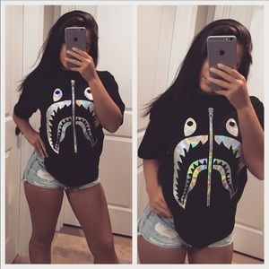 bape hologram shark tee