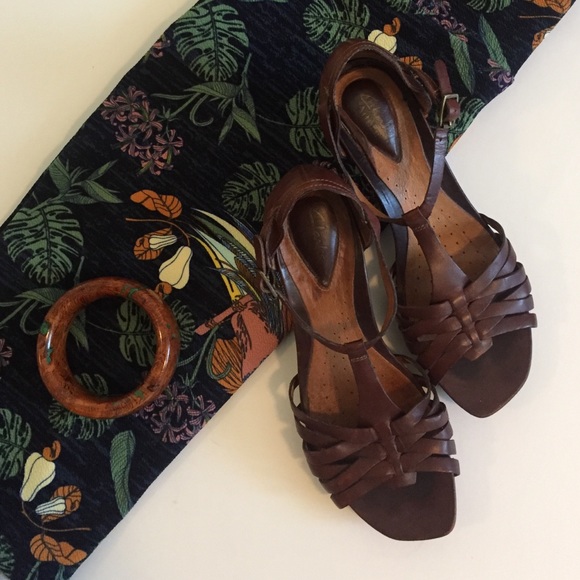 Genuine Leather Clarks Heel Sandals