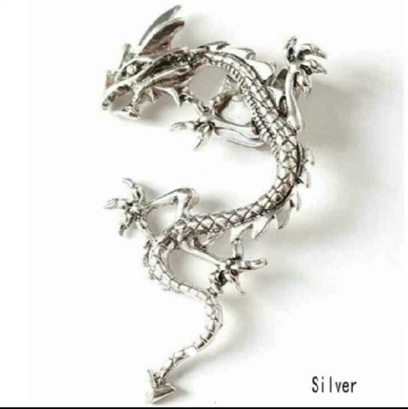Very cute real silver dragon ear cuff for left ear