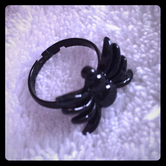 Tiny Black Metal Spider Ring