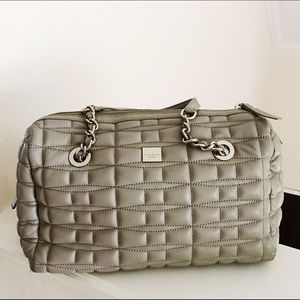Kate Spade handbag grey gray taupe chain handle