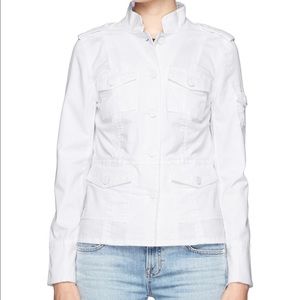 TORY BURCH fitted military jacket in WHITE color